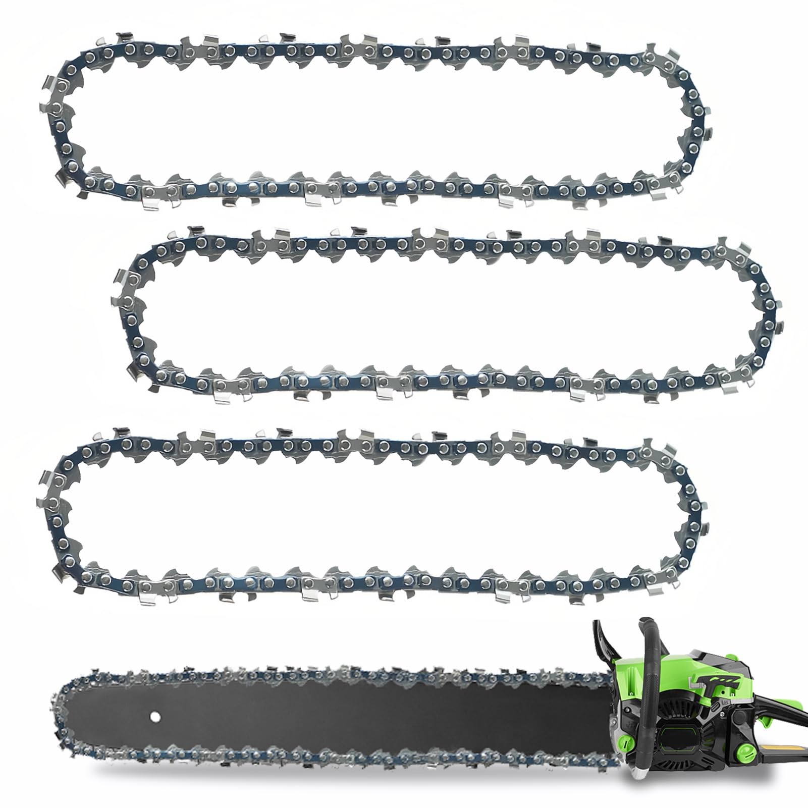 3 Stück Sägeketten 3/8 LP 1,3 mm 40cm 56 TG Schnittlänge, Kettensägenkette Rückschlagsarme