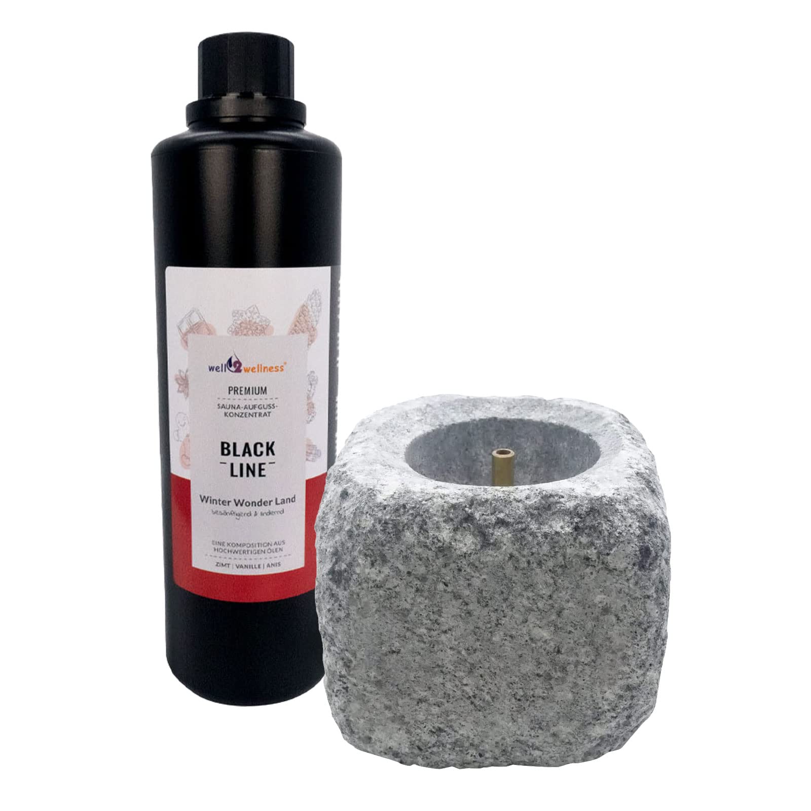 Saunabrunnen Saunasimo aus Speckstein - das Original aus Finnland von Hukka Sauna Plus Saunaaufguss Winter Wonder Land 500ml