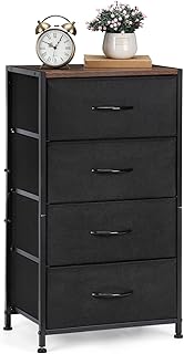 LIANTRAL Dresser with 4 Drawers, Fabric Dressers Storage Drawers, Sturdy Steel Frame & Wood Top, Dressers for Bedroom, Hallway, Entryway, Closets(Black)