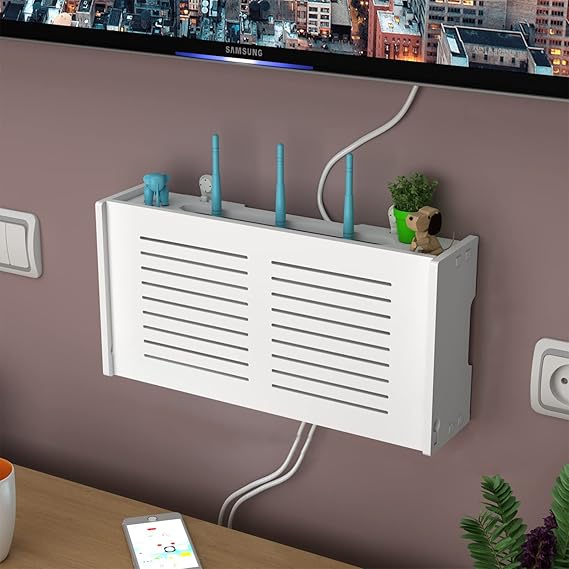 ZWCSHUU Router Aufbewahrungsbox Wandhalterung - Kabel Organizer 48x24x12cm 'Sweet Home'