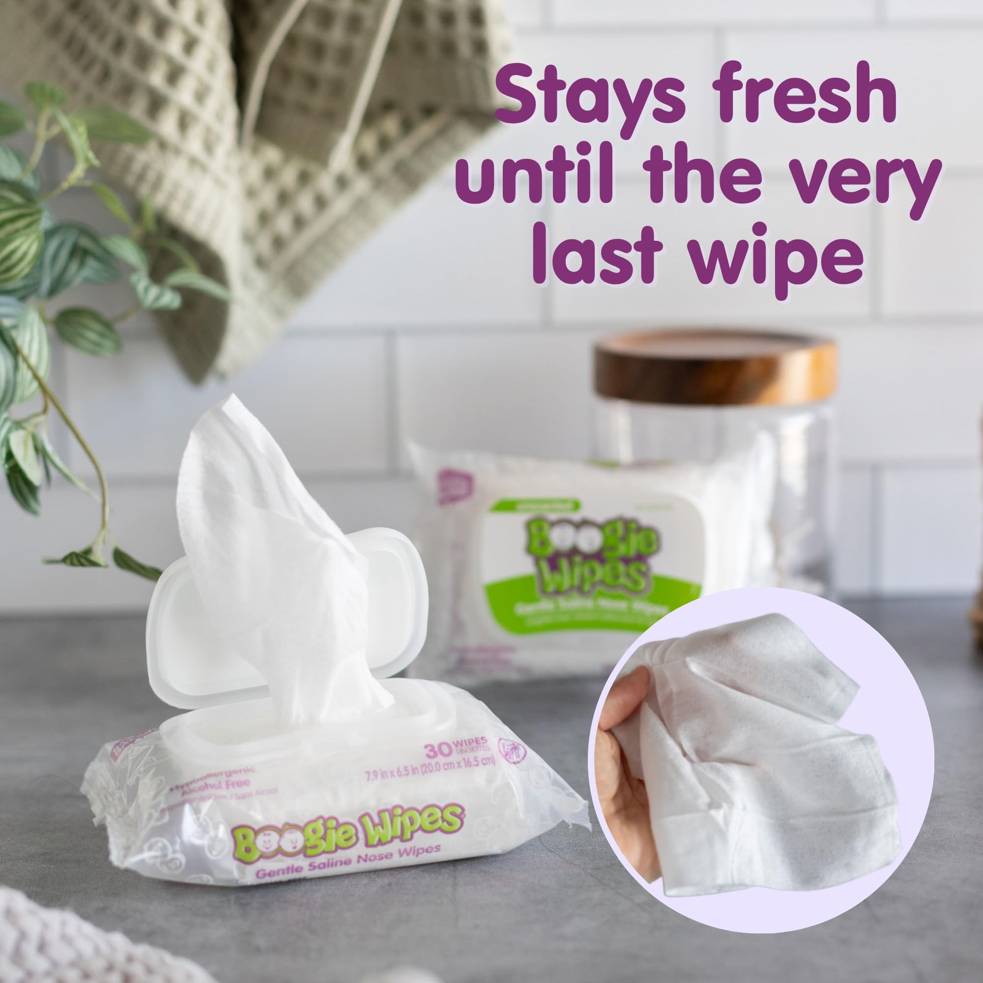 Boogie Wipes Boogie Wipes, Unscented, 30 Count (Pack of 6) by Boogie Wipes | Hipoalergénico y sin alcohol, fabricado con solución salina natural, aloe, manzanilla y vitamina E, bolsa de pañales esencial