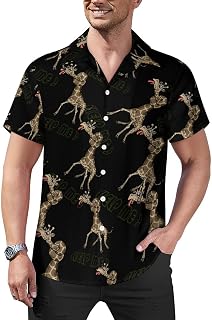 Giraffe Knot Mens Shirts Hawaiian Short Sleeved Cuban Collar Graphic Tees Tops