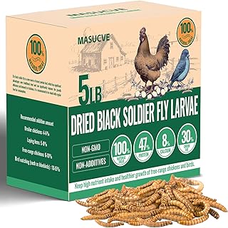 Black Soldier Fly Larvae Worms for Chickens, 5LB, 100% Natural Non-GMO BSFL Chicken Food, More Calcium Than Dried Mealworms, High Protein Chicken Treats for Layer Hens, Wild Birds, Ducks