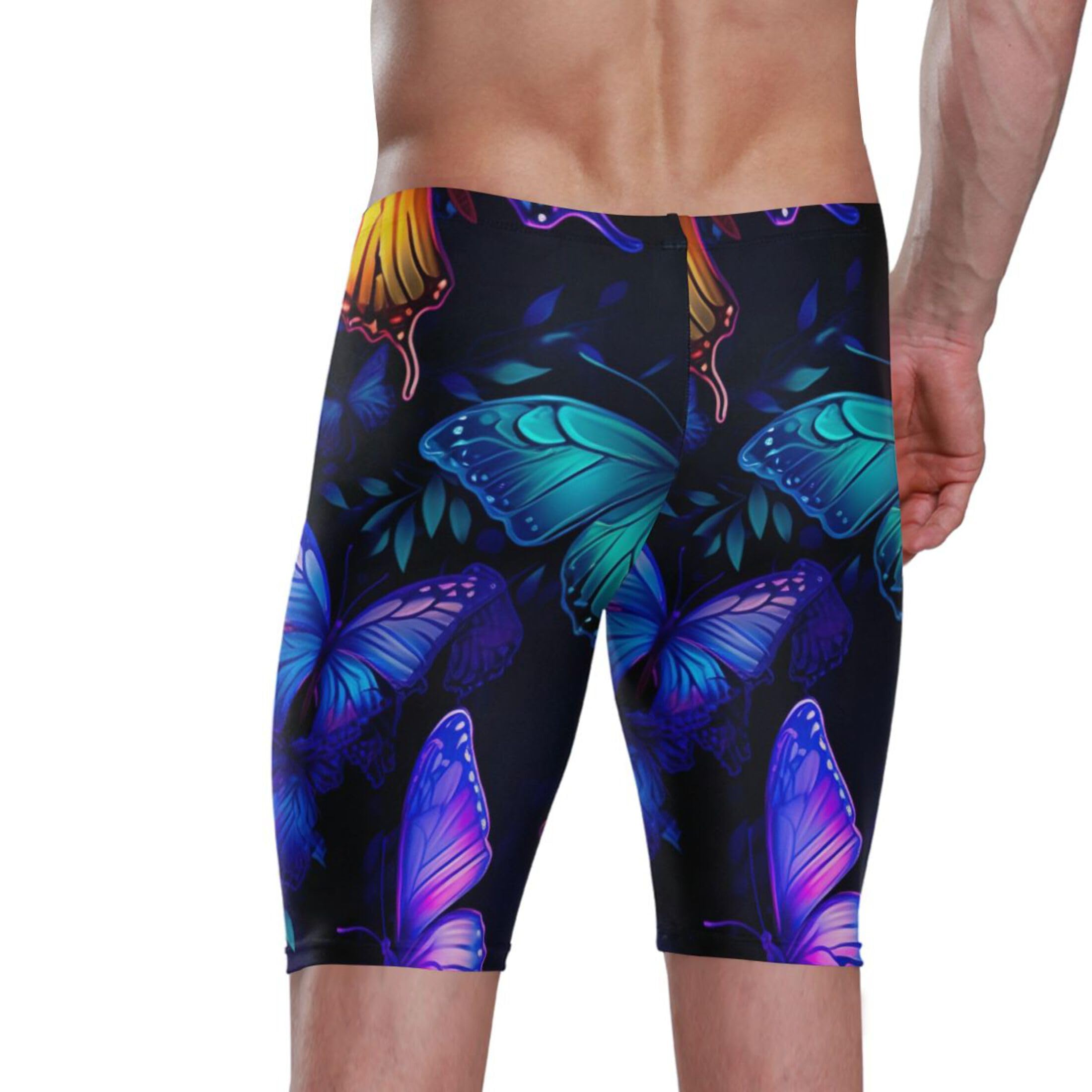 UMIRIKO Color Butterfly Men's Swim Jammers Racing & Training Swimsuit Fast, Flexible,Comfortable XXXL B0401546, 3X-Large