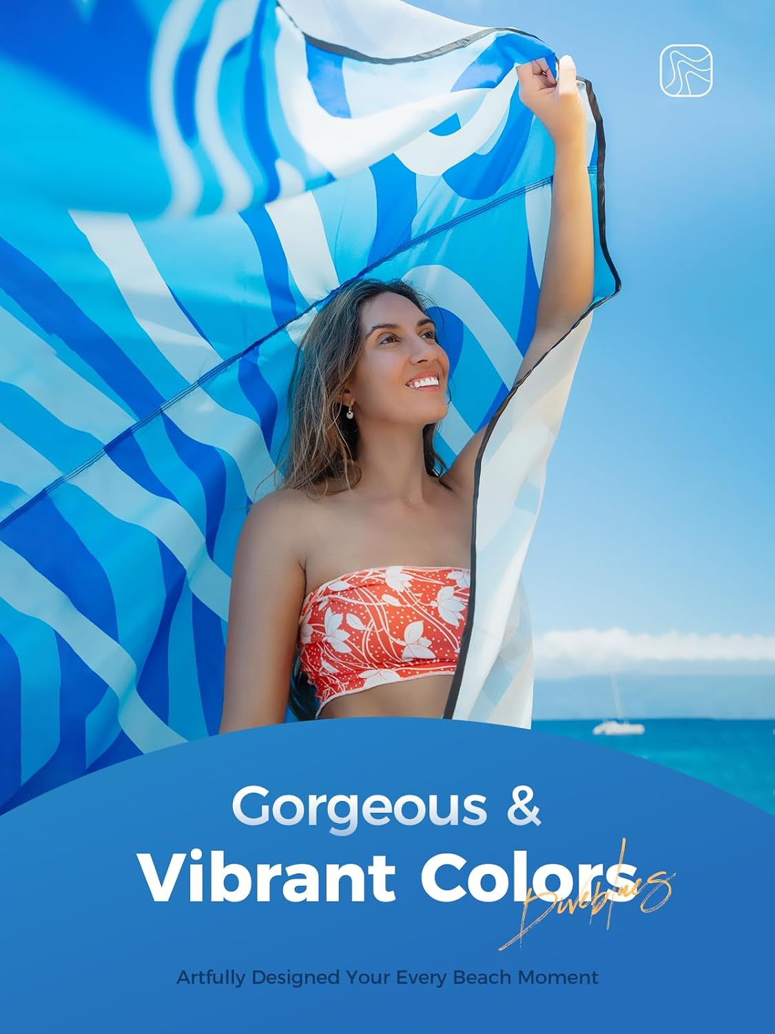 Diveblues Beach Blanket Oversized Extra Large 110" * 118"/ 9 * 10 Ft,Beach Mat Waterproof Sandproof,Soft and Durable, Picnic Mat for Travel Camping, Beach Vacation,4 Stakes & 1 Travel Bag