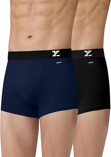 XYXX Men’s Super Combed Cotton Regular Fit Solid Antibacterial Trunks with No Marks Waistband (Pack of 2)