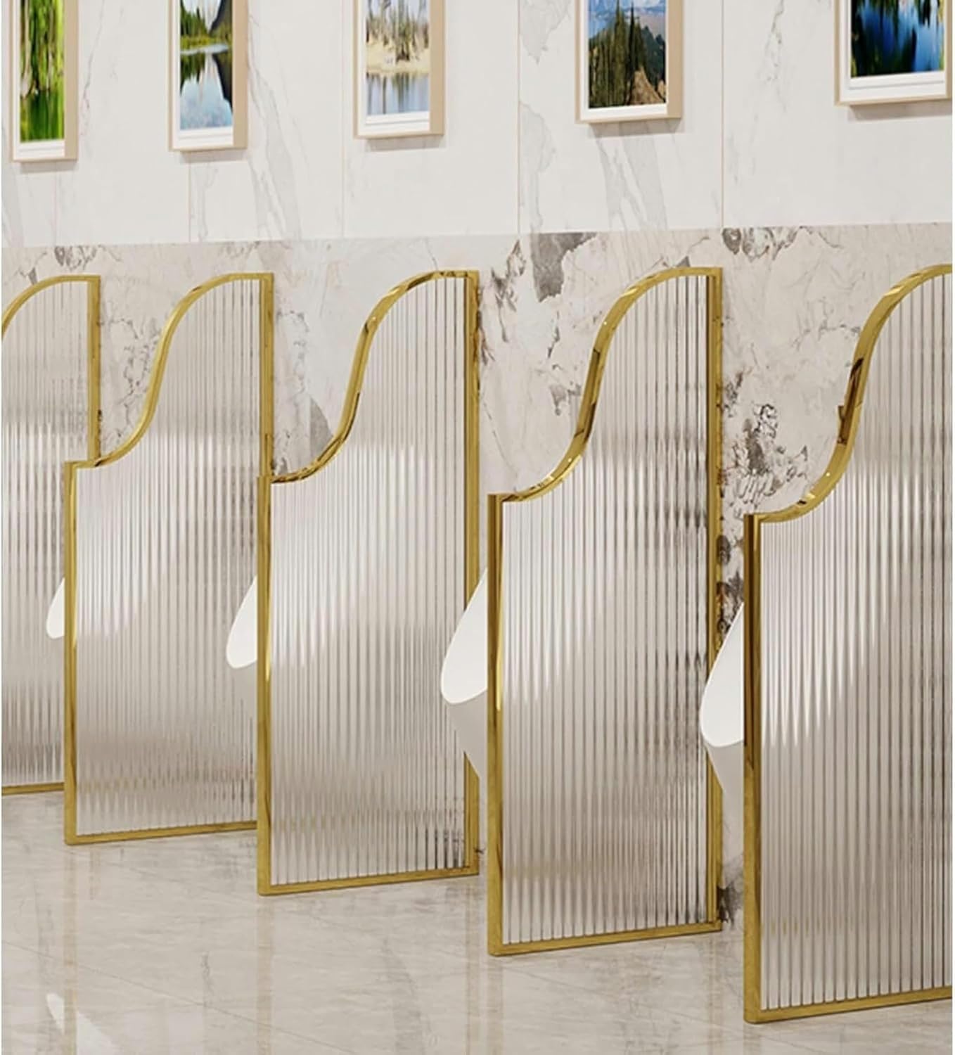 Urinals partition for Men Urinal Screen Toilet Partition, Bathroom Accessories, Modern Decorative Privacy Screen, Floor-Standing Urinal Partition(Champagne Gold,1pcs)
