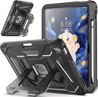 INFILAND Kids Case for iPad A16 11th Generation 11 Inch (2025), iPad 10th Generation 10.9 Inch (2022), Heavy Duty Rugged Shockproof Protective Cover with Dual-Support Folding Kickstand (Black)