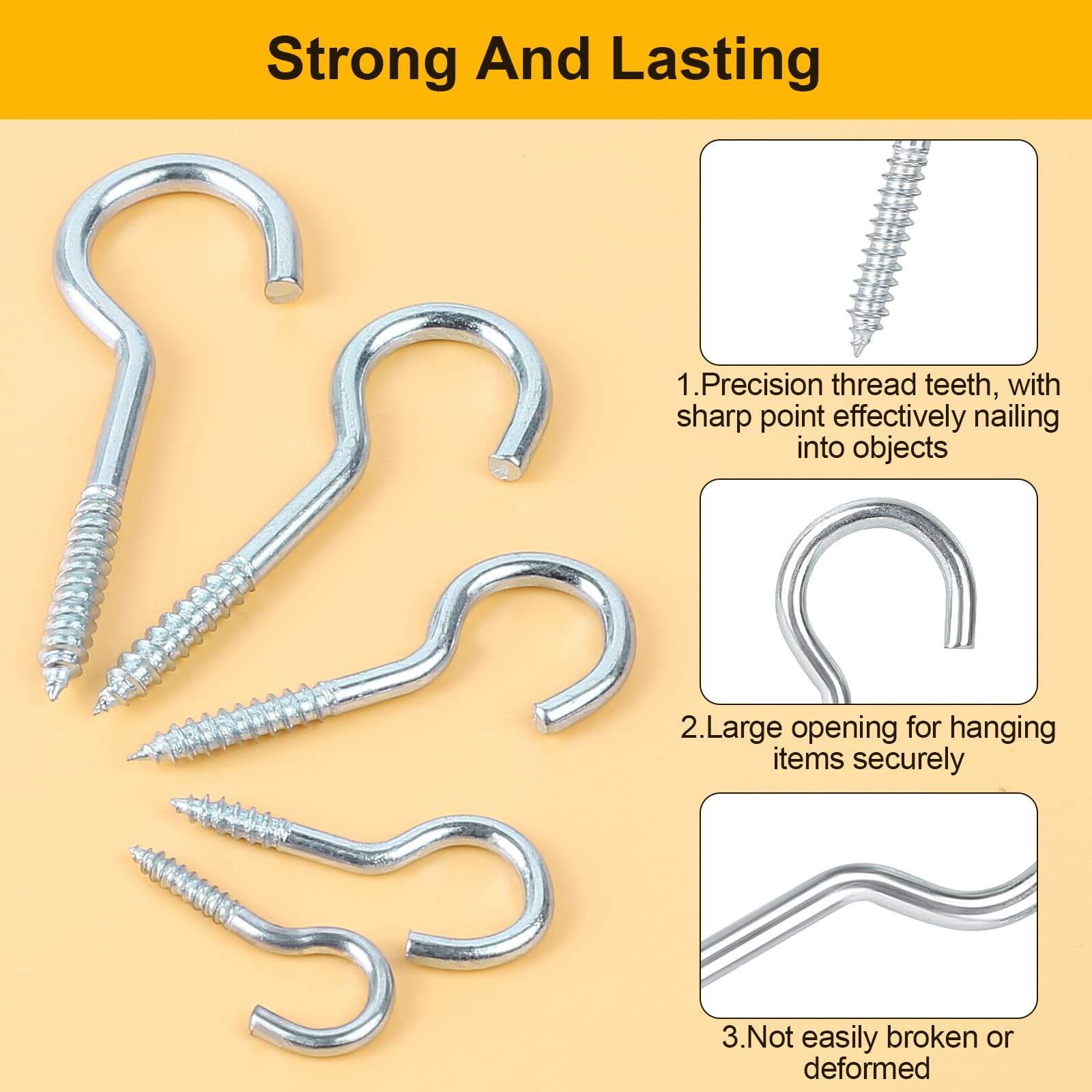 6 Tailles Argentés 75 Pièces Crochet A Visser, Screw In Hooks, Crochets De Plafond, Crochets à Coupelles, Crochets à Visser Pour Décoration De Noël | Leroy Merlin