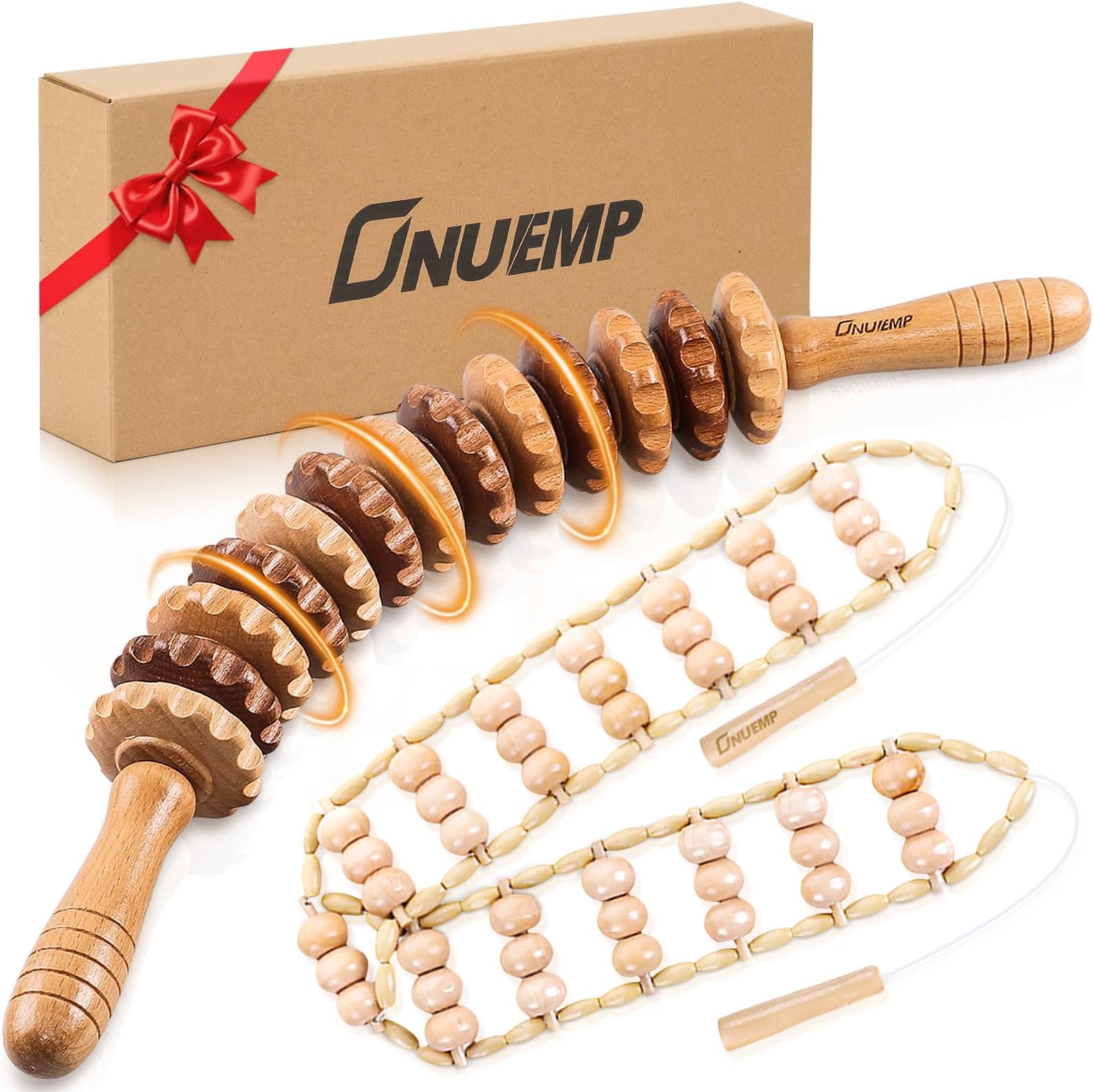 Wood Therapy Massage Tools, Maderotherapy Kit Wooden Massage Roller Stick for Anti Cellulite, Lymphatic Drainage, Muscle Relaxing or Natural Massgae Ease Deep Tissue, 2 Pack