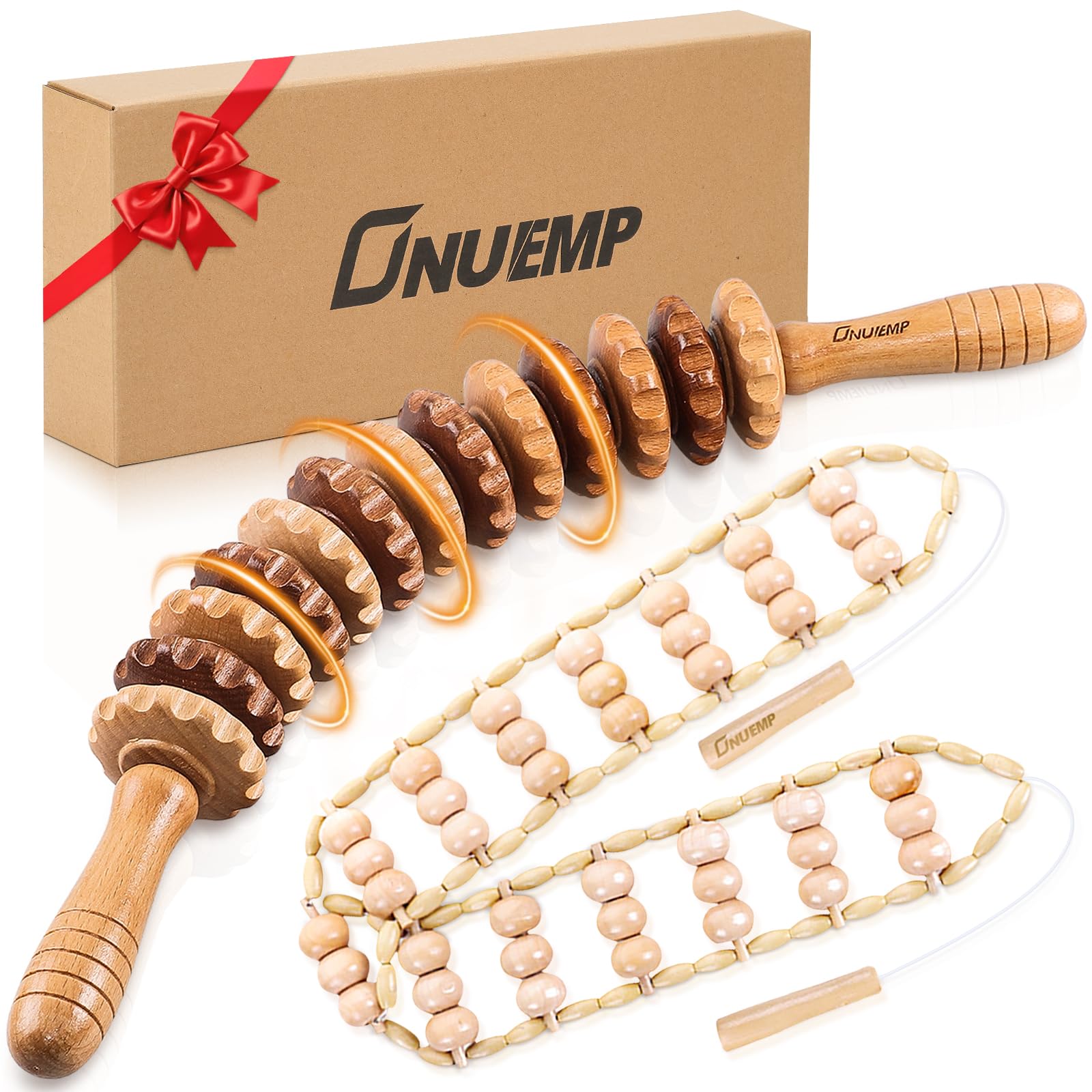 Rodillo de masaje para espalda con mango, set de Maderoterapia, dispositivo de masaje anticelulitis, masajeador de madera, adecuado para cuello, piernas, espalda, cuerpo, 2 unidades