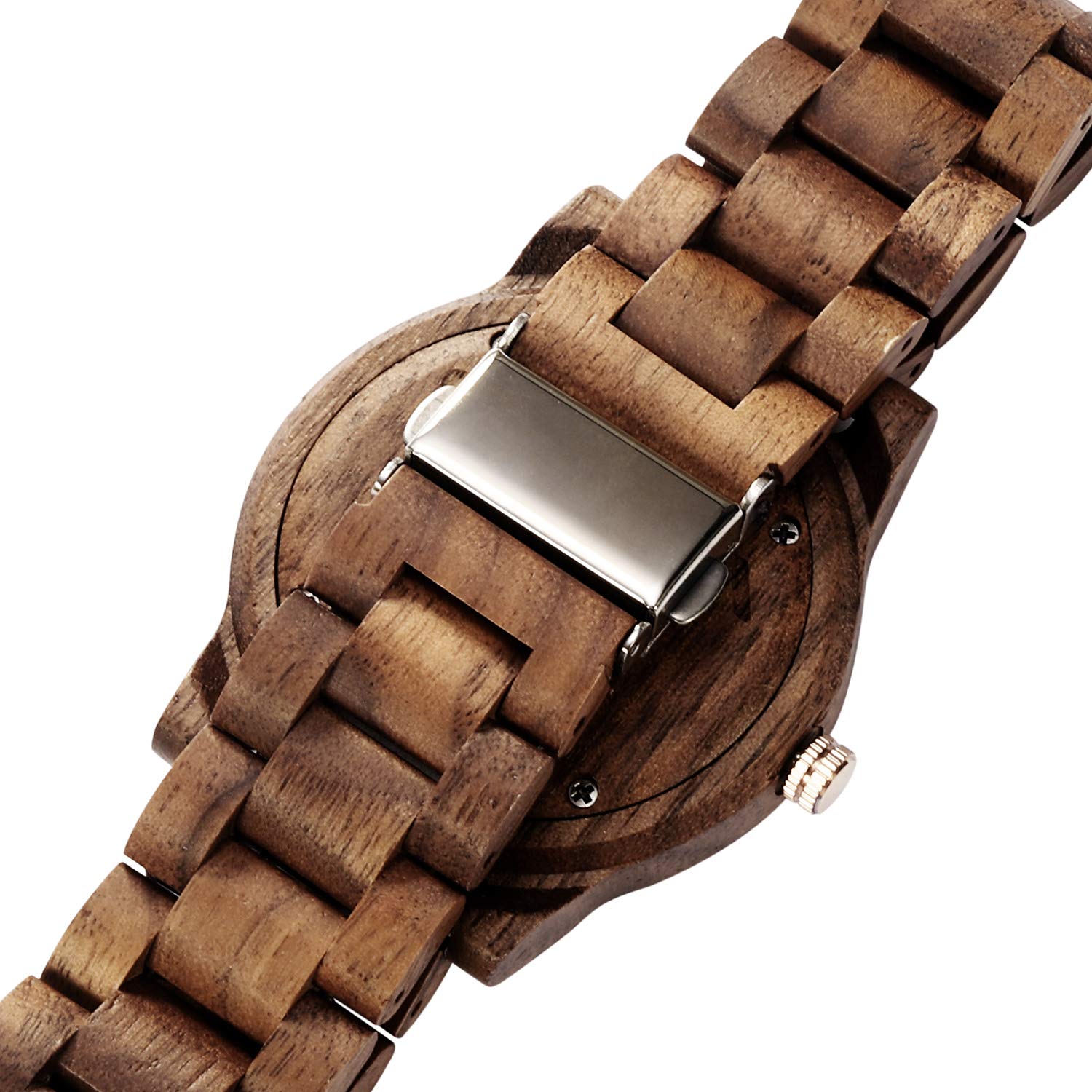 Orologi in legno per uomo e donna, noce naturale/legno di ulivo cronografo al quarzo giapponese, cinturino regolabile, sport militari e tempo libero