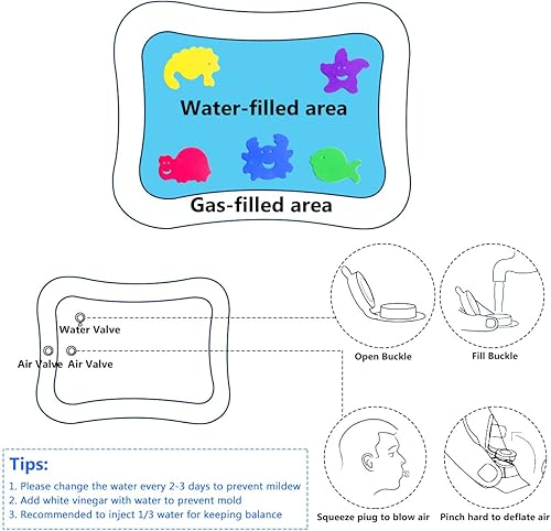 Miniatura 8 de ZMLM - Alfombrilla de agua para bebé para tiempo de barriga Juguete para bebé juego de actividad alfombrilla inflable de juego sensorial para el