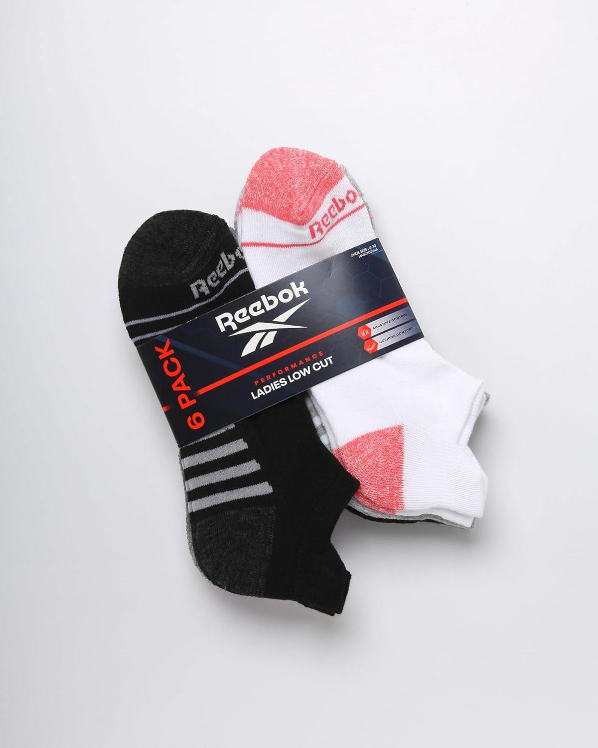 Reebok Womens Ankle Socks - 6 Pack Half Terry Performance Low Cut Athletic Socks for Women with Anti-Blister Heel Tab (4-10) - Image 2