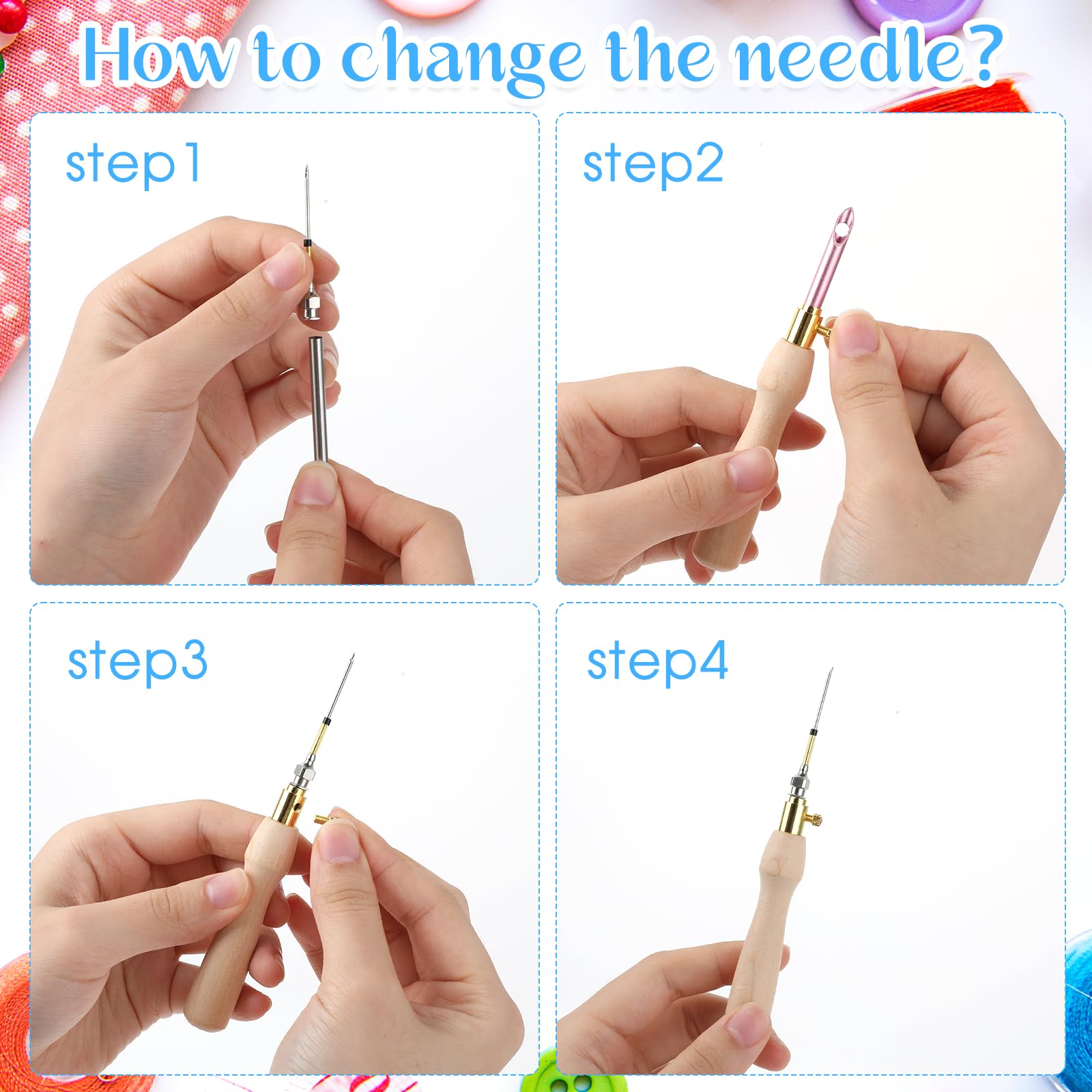Produktbild von Stickstift Nadeln Punch Needle Stanznadel Stickgarn Stickerei Nähwerkzeug Set EB