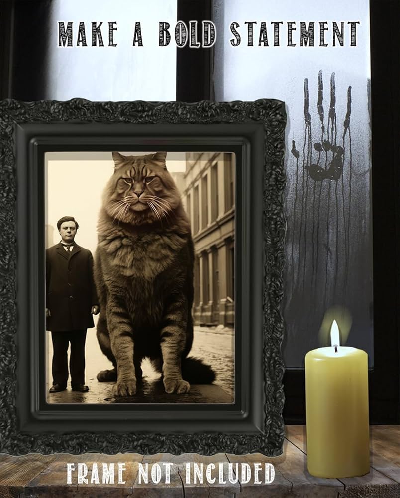 Amazon.com: Vintage Gigantic Cat Sitting Next to a Man in