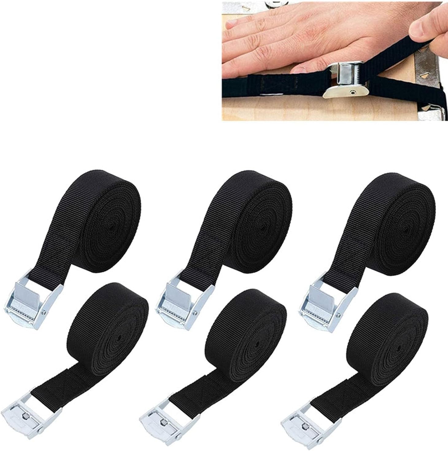 Pepisky Tie Down Straps Nylon Lashing Strap Car Roof Rack Straps for Cargo Lashing Heavy Duty Fastening Securing Straps with Zinc Alloy Buckles 6 Pack