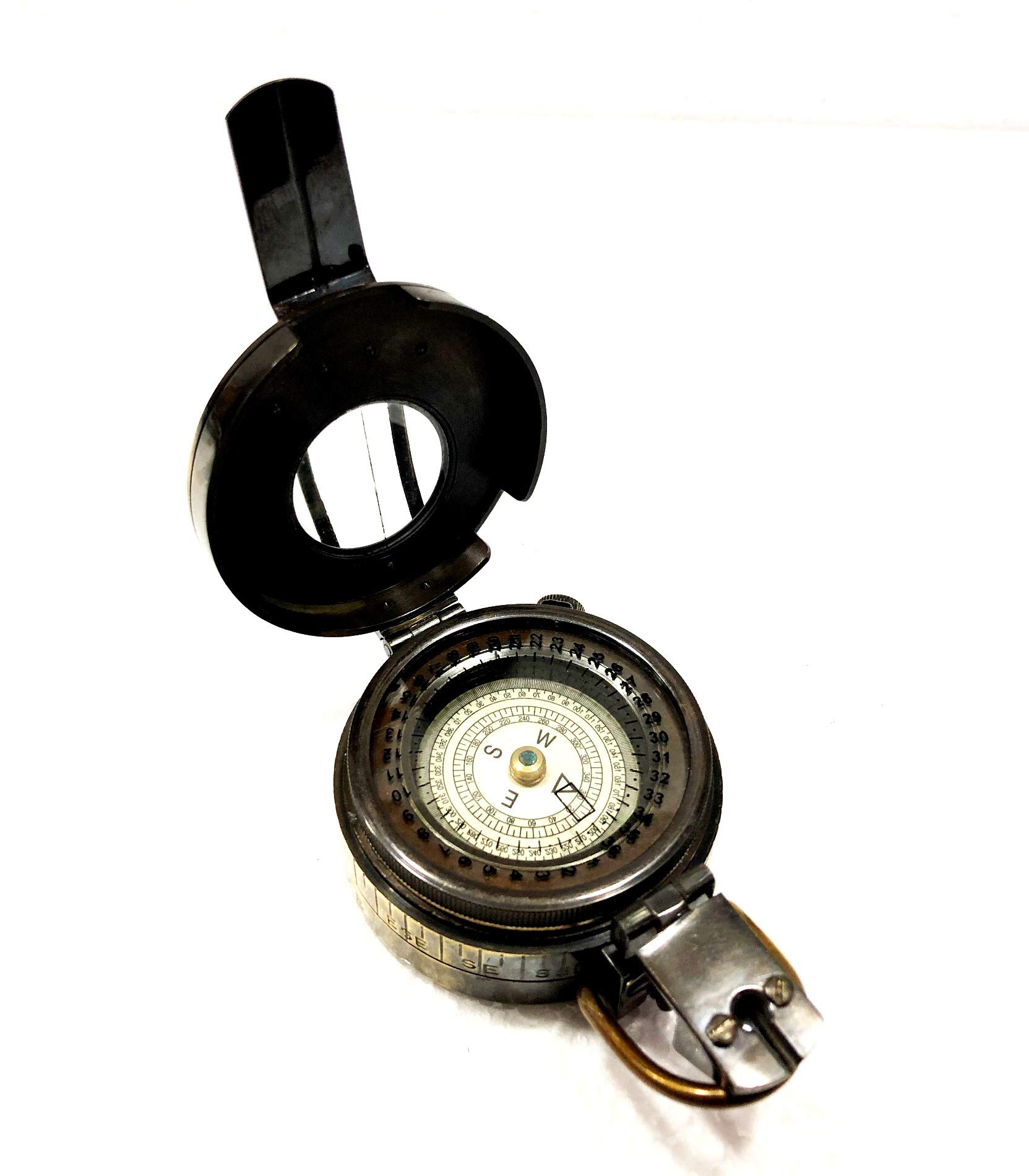 Strumenti marini della tasca della bussola di navigazione militare d'ottone nautica antica