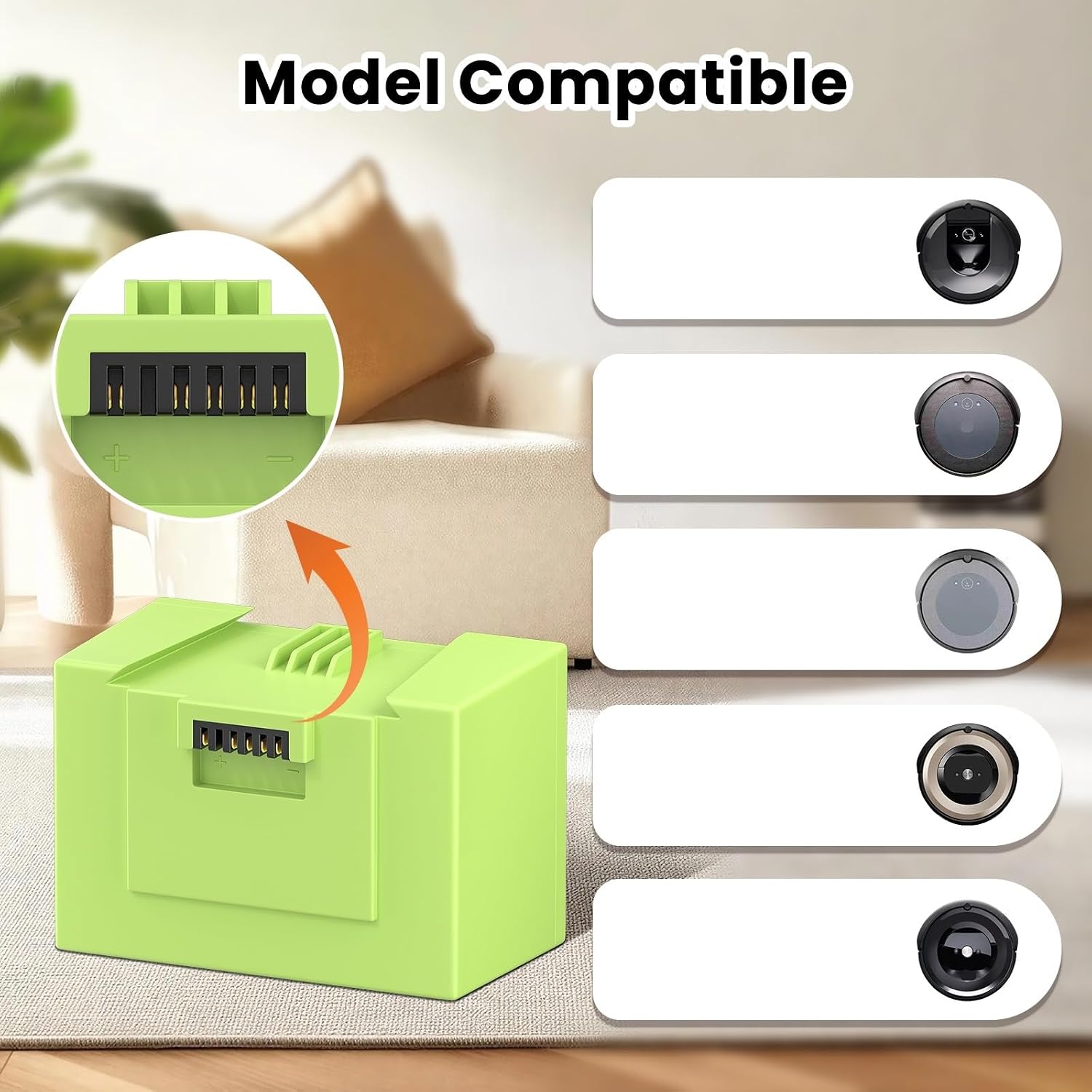 14.4V 5000mAh Lithium Ion Rechargeable Battery, Compatible For Roomba, I7 For I3 I4 E6 J7 E5 Series Vacuum Cleaner Replacement Battery
