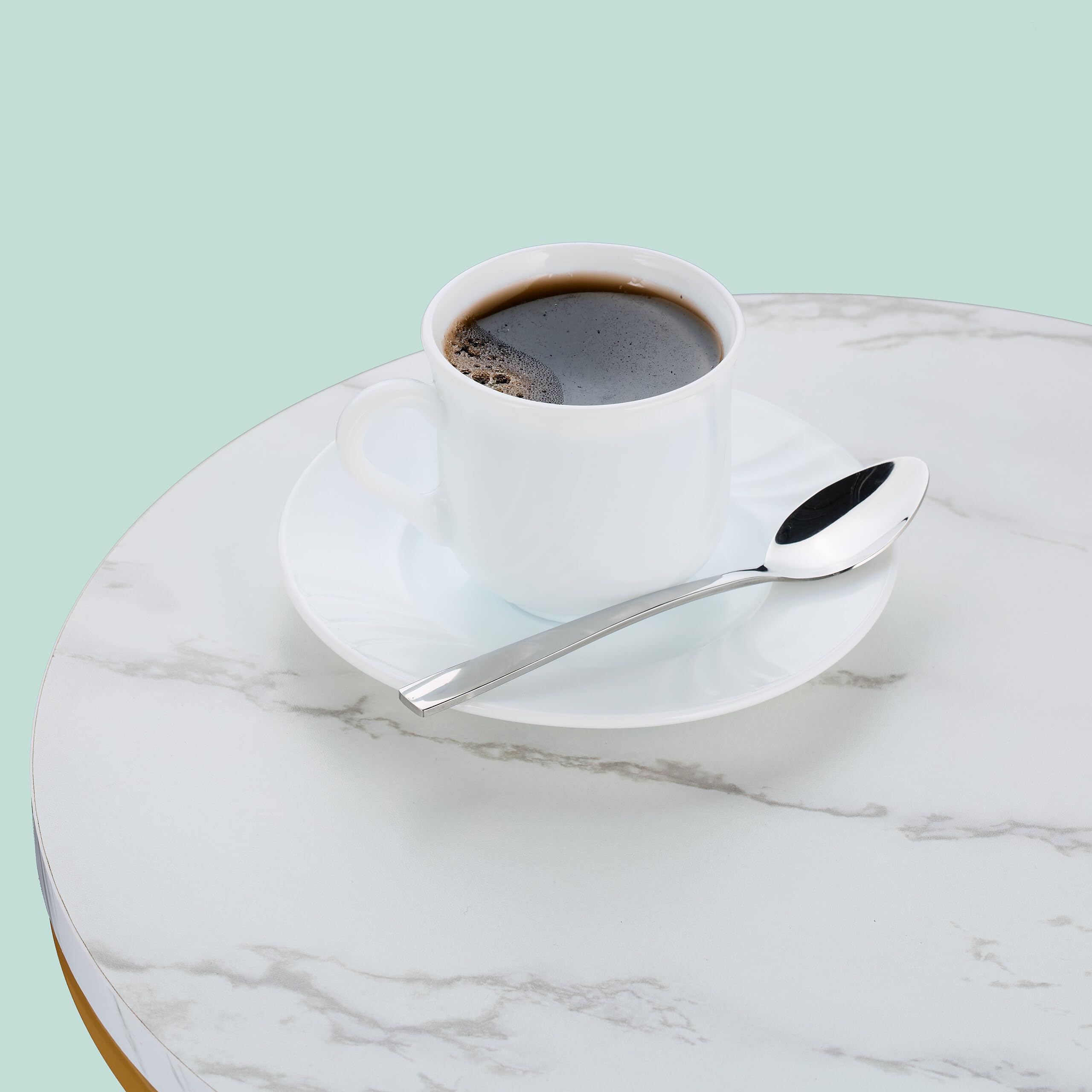 Relaxdays Tavolini da Salotto, 2 Tavoli Bassi caffè da Divano Soggiorno, Tondo e Ovale Stile Marmo, Metallo, Bianco Oro