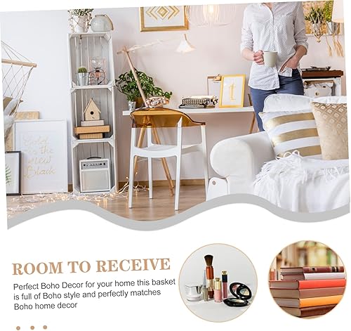 Miniatura 2 de IMIKEYA Cestas tejidas de cuerda de algodón cesta de almacenamiento de algodón tejido con borlas, cubos de almacenamiento para armario, cesta de