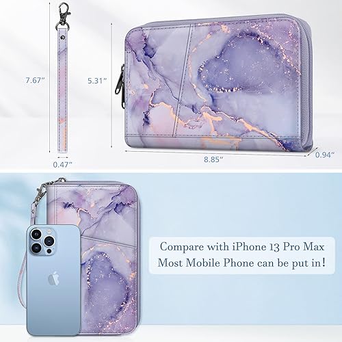 Miniatura 5 de Fintie Cartera para pasaporte familiar, con bloqueo RFID, organizador de documentos de viaje, bolsa de mano para tarjetas de crédito para mujeres