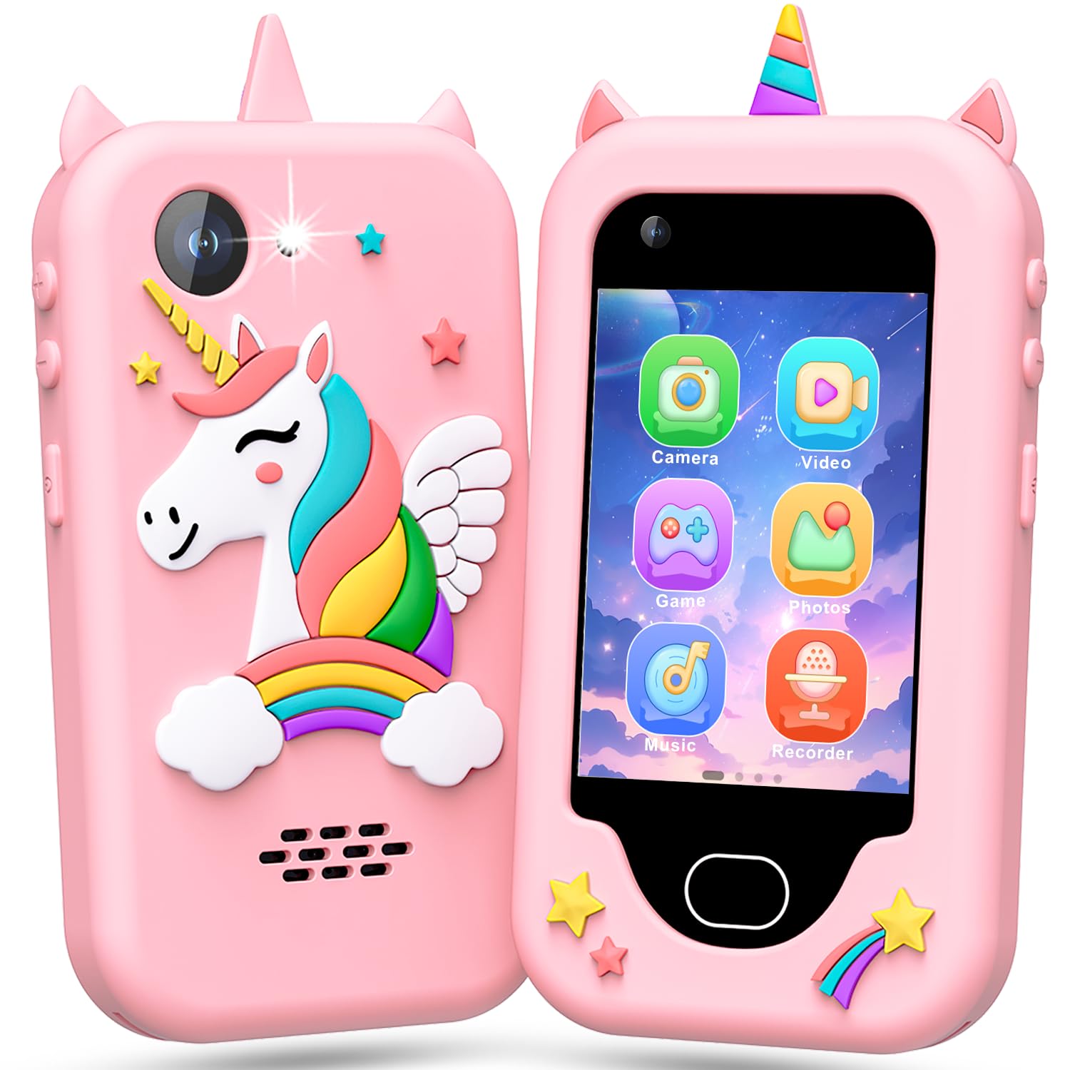 Lapare Kids Smart Phone for Girls, Christmas Birthday Gifts for Girls Age 3-10,Kids Toys Cell Phone, Toddler Learning Play Toy Phone with Dual Camera,