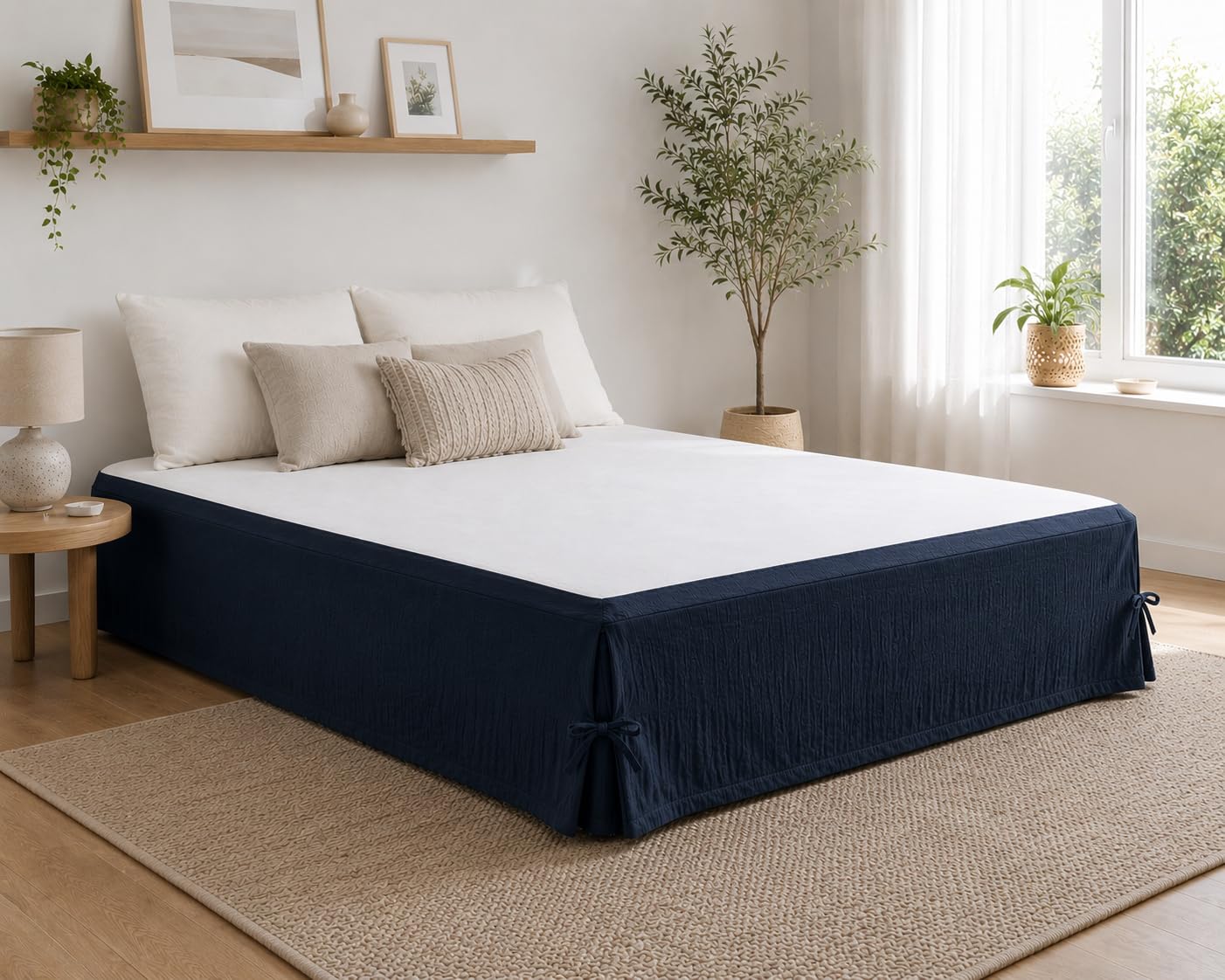 Cache-sommier 160 x 200 cm Double Gaze de Coton GAÏA Marine – Qualité Haut | Toucher ultra doux et aérien