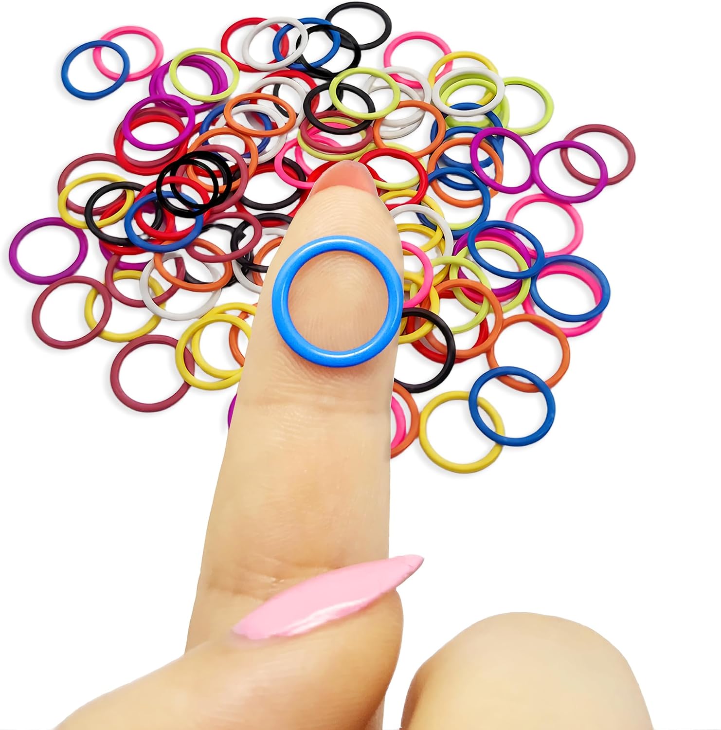 ZH 60Pcs 18mm O-Ring Colorful Metal Stitch Markers DIY Crocheting & Amigurumi Materials Accessories,Knitting Supplies,Crochet Hook Tools image 2