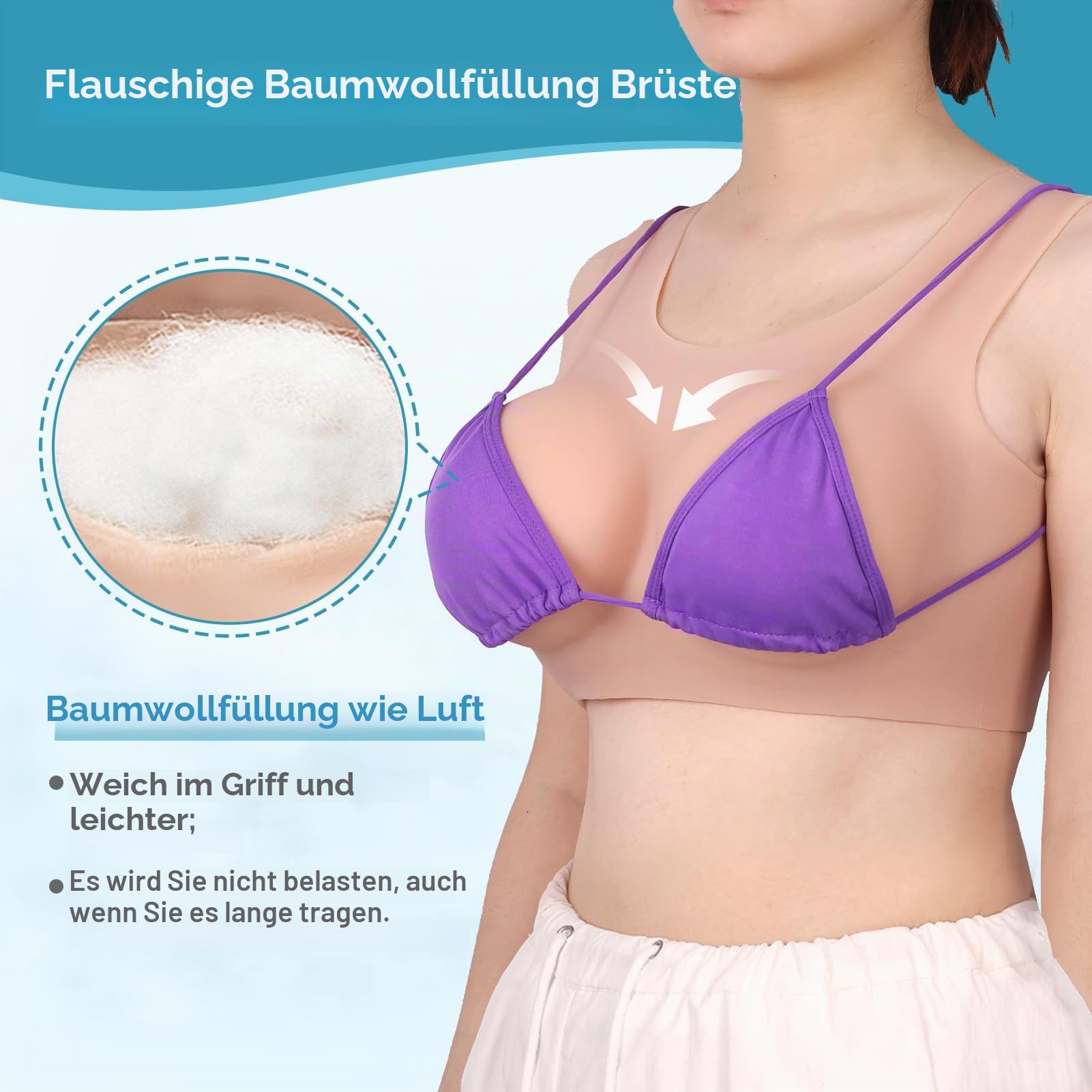 Silikon Brüste Realistisch Crossdresser Ärmellos Rundkragen Falsche Brust Forms Gefüllt mit Baumwolle Silikonbrüste für Transgender Mastektomie Prothese