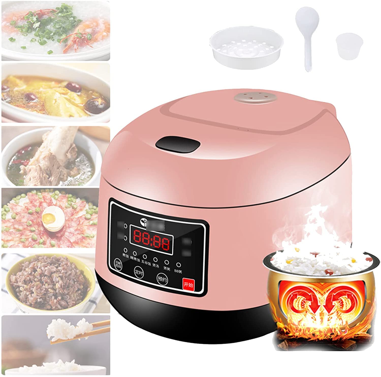 5sssallefaa Smart Rice Cooker 3L Multi-Function Small Mini Smart Automatic Rice Cooker Energy-Saving Home Stove for 1-4 People