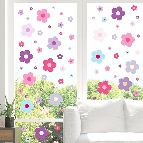 Vista 34 de Whaline 9 hojas de flores hippie retro boho groovy - Adhesivos de doble cara coloridos preppy anticolisión y calcomanías