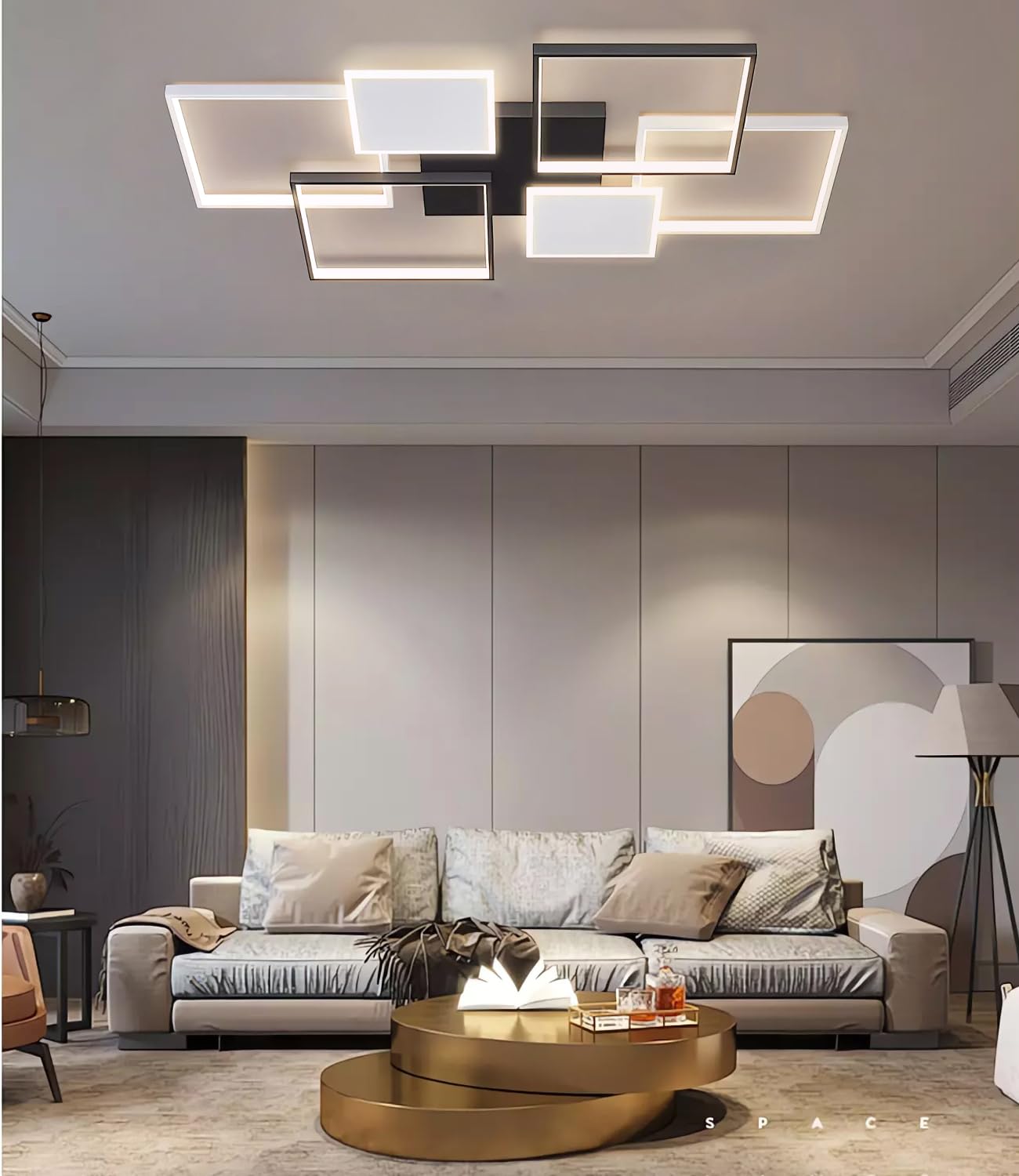 Dimmbare LED-Deckenleuchte Einfachheit Wohnzimmer Deckenleuchte Quadratische Deckenleuchte mit Fernbedienung für Schlafzimmer Esstisch Büro (Schwarz, L110cm)