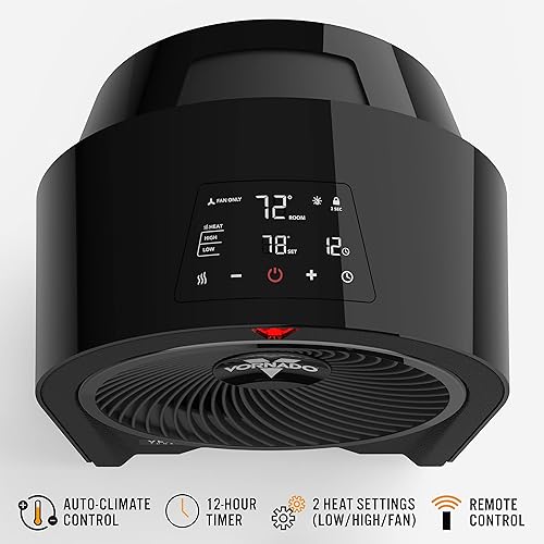 Miniatura 3 de Vornado Velocity 5R - Calentador de espacio para toda la habitación con control remoto, color negro