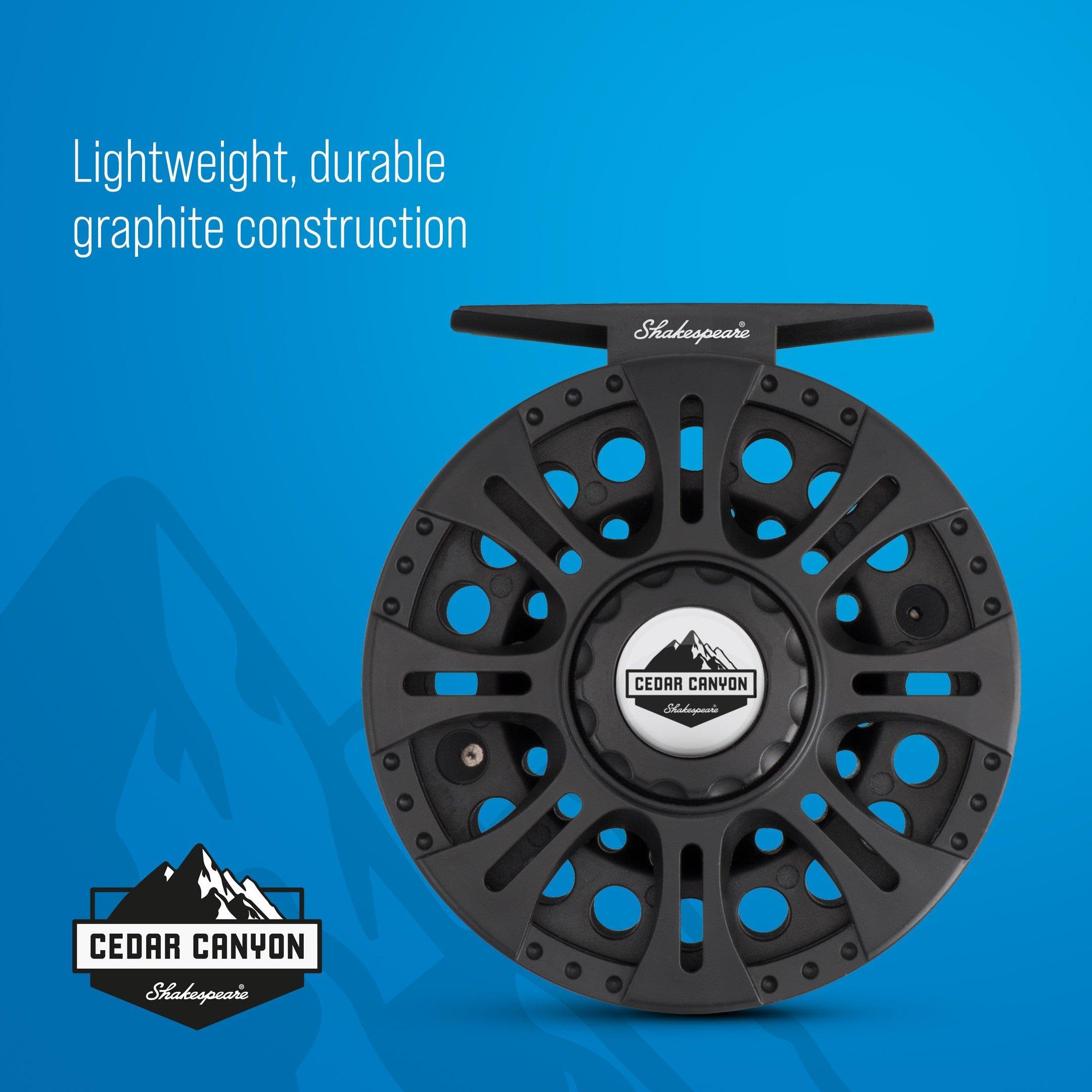 Shakespeare Cedar Canyon Premier Fly Reel - Moulinet de pêche à la Mouche léger et Durable avec roulement récupération Convertible pour droitier ou gaucher - 2 Options Disponibles
