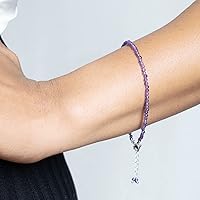 Vista 7 de Pulsera ajustable de plata esterlina 925 con cuentas completas para mujer, cuentas de piedras preciosas naturales, pulsera delicada, regalo