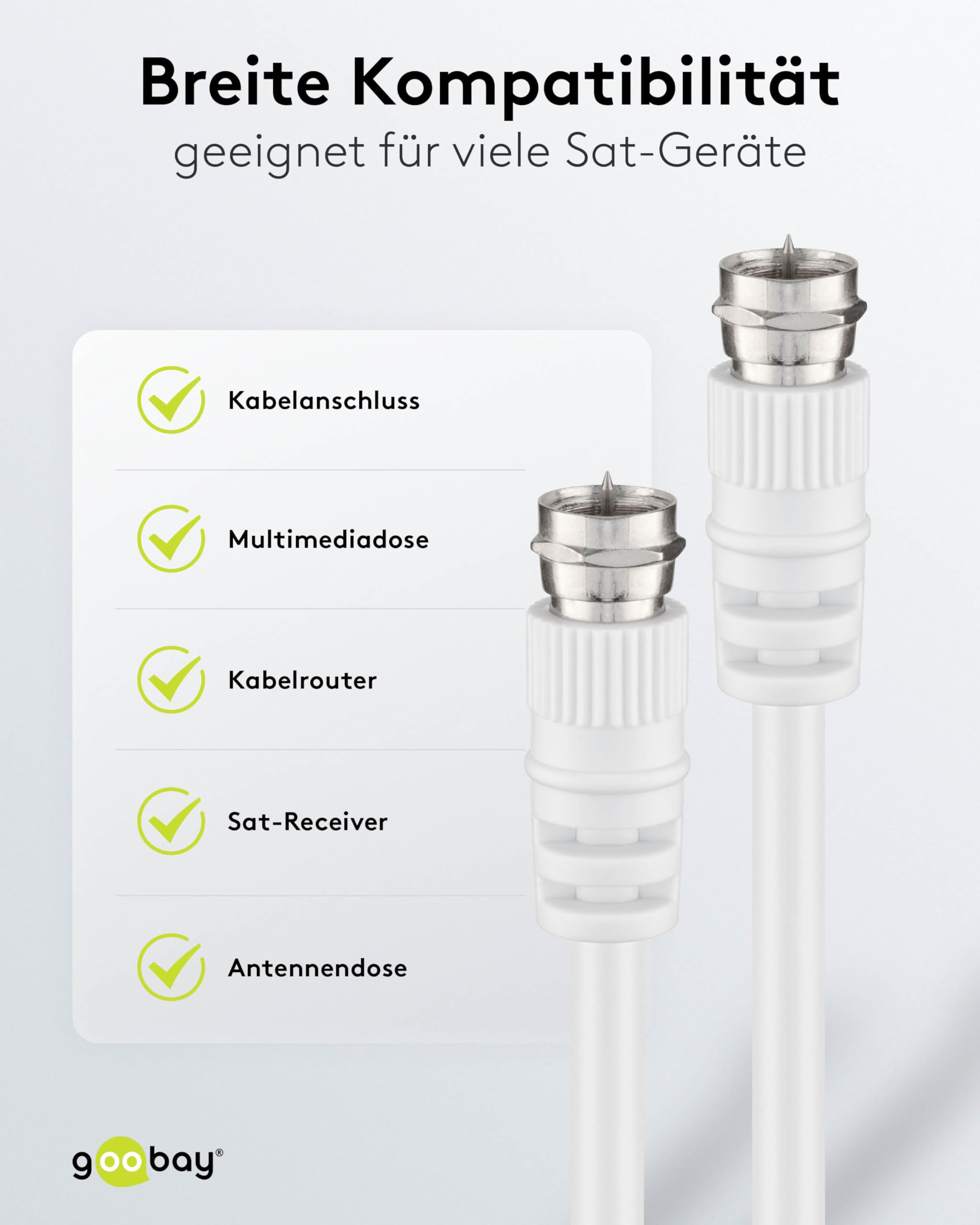 Goobay 11724 SAT kabel antenowy (<70 dB), 2x ekranowany - wtyczka F > wtyczka F