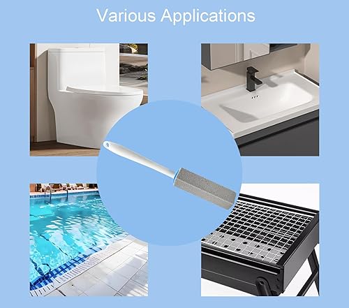 Miniatura 4 de Paquete de 10 piedras pómez para inodoro con mango extra largo, piedra pómez para limpieza de inodoros, limpiador de inodoro, eliminación de agua