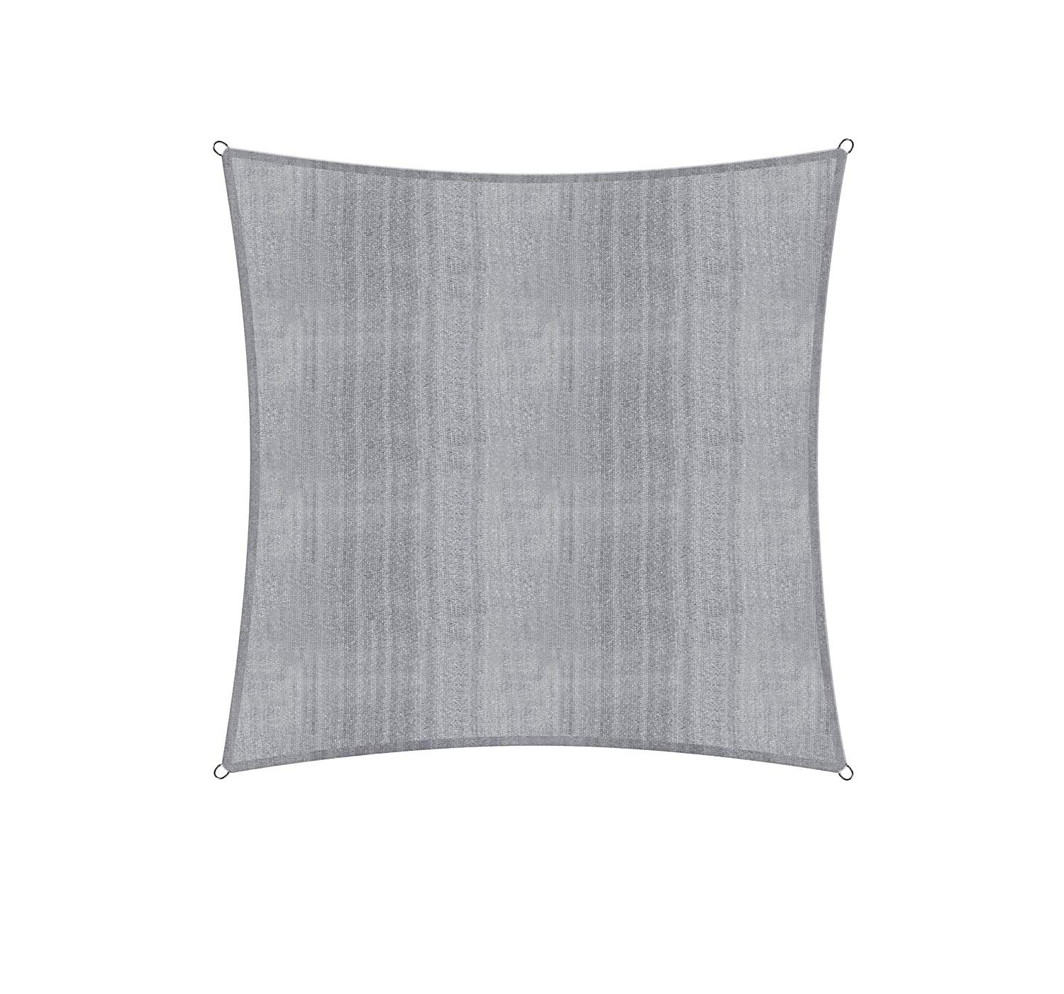 Lumaland Voile d'ombrage Cordes de Fixation incluses | Carré 4 x 4 mètres Protection Solaire | 100% HDPE avec Le Filtre UV de Protection [Gris]