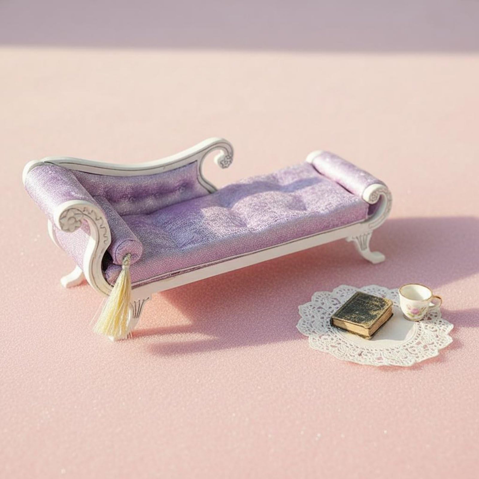 Mini Divano Casa Delle Bambole Divanetto Sedia Miniatura in Legno Massello E Tessuto Lavorato a Mano con Motivo Floreale Adatto per Collezionismo Diorami Miniatura 1 12, color to 3