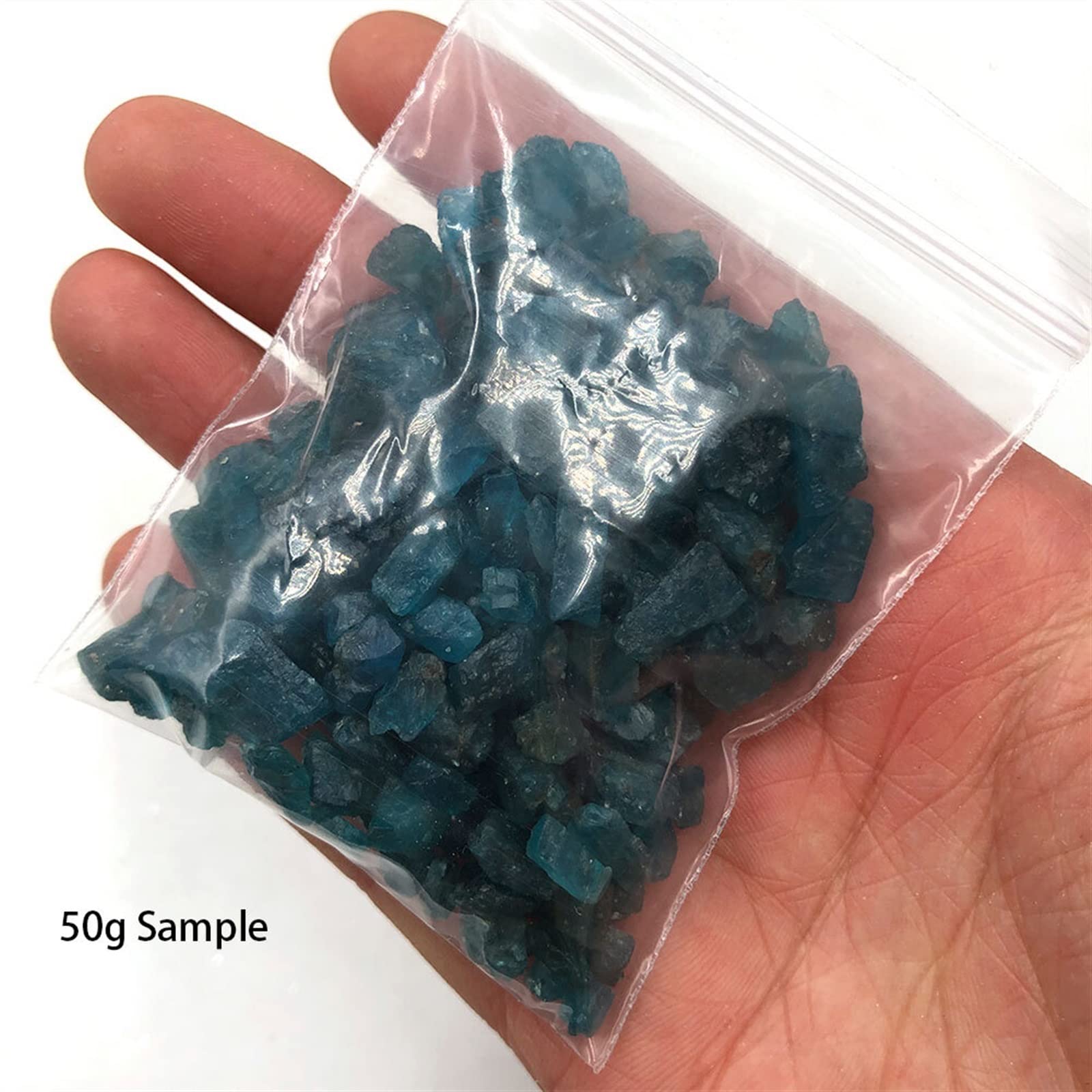 50 g/Paquete Lote Natural Azul apatita Cristal Piedra Chip Grava decoración de la habitación del hogar DIY Acuario pecera jardín QINTINYIN