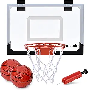 ropoda Mini Basketball Hoop, Indoor Basketball Hoop for Kids, 17"×12" Shatter Resistant Backboard - Complete Accessories Included