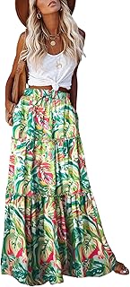 Womens Casual High Waist Tie Paisley Print Long Maxi Skirt with Pockets - Buy now
