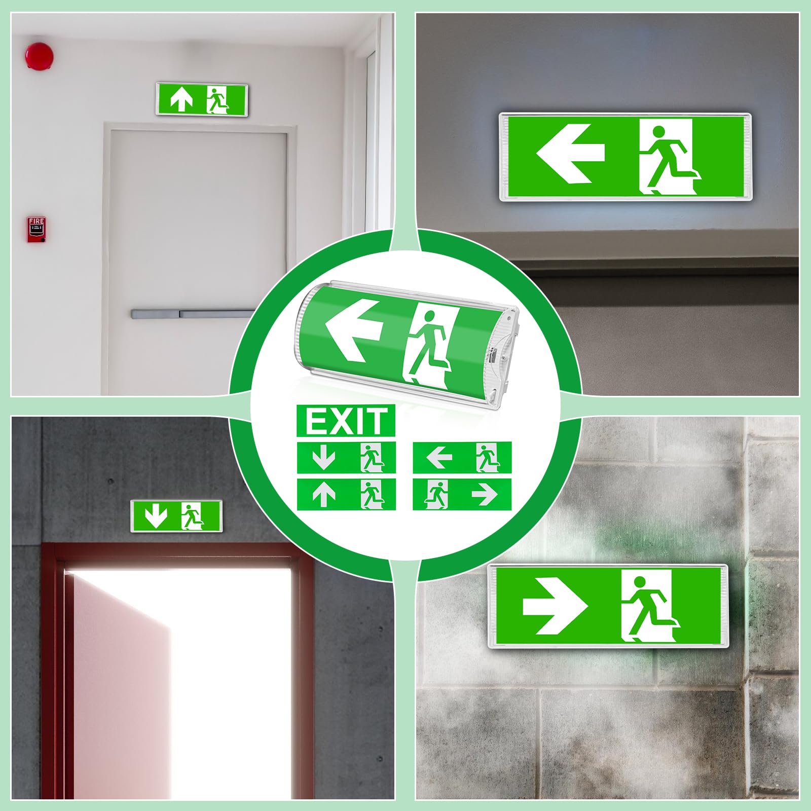 Éclairage d'urgence à LED, éclairage d'urgence avec batterie de rechange jusqu'à 3 heures, lumière de sortie de secours avec interrupteur étanche, 100 perles de lampe, lampe d'urgence étanche pour