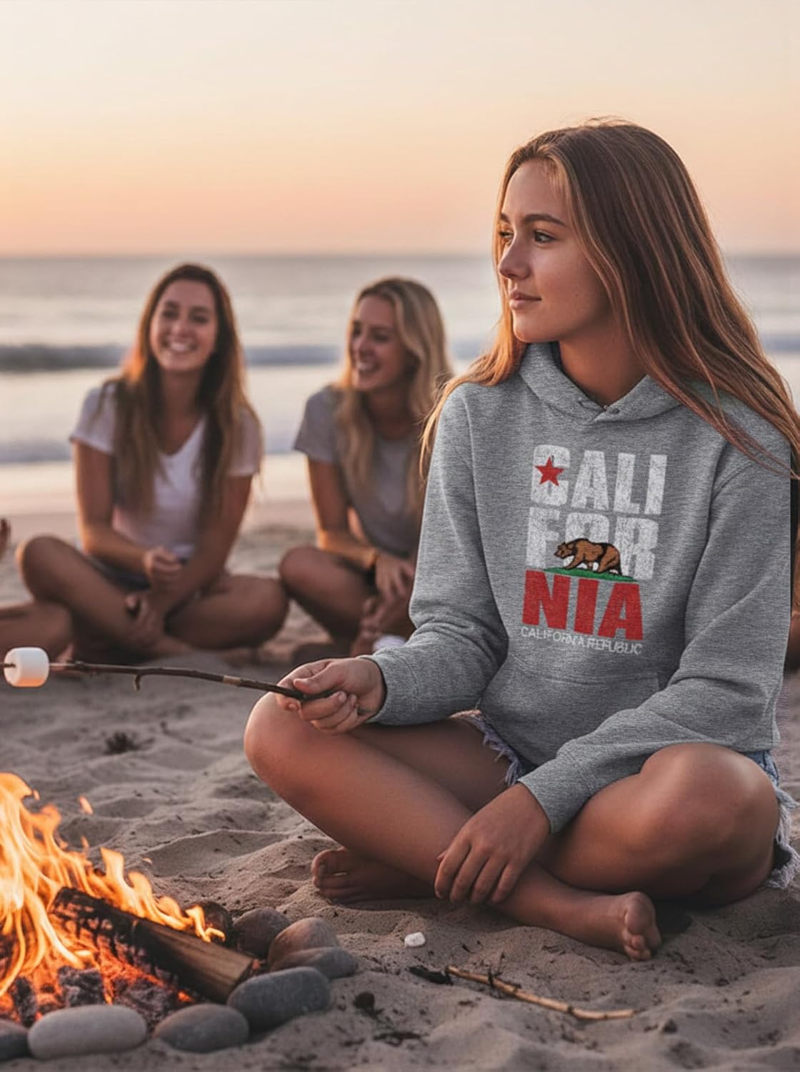 Tstars California Bear Hoodie for Women - Retro Republic Pullover Gift for State Pride and West Coast Lovers