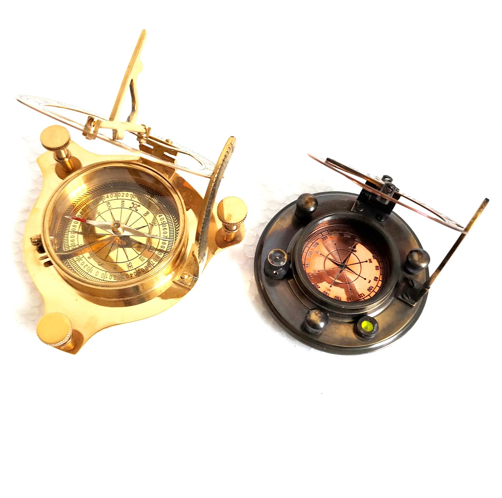 Nero Antica Meridiana Bussola Vintage Ottone Antico Nautico 4 "Pollici Steampunk Retro Meridiana Capitano Bussola Nautica
