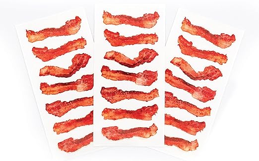 Paper House Productions Pack of 3 Sticker Half-Sheets for Crafts, Scrapbooking & Collecting - Crispy Bacon