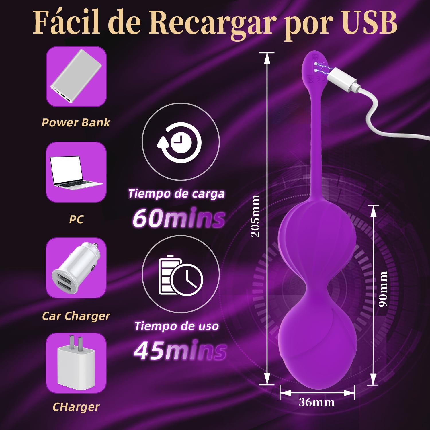 Vibradorador Mujer Juguetes Eróticos para Pareja Sexuales Vibrador Mando Distancia 9 Modos Vibradores Consoladores.. para Mujer con Vibración Vibradorador Clítoris Control Remoto APP Bolas Chinas(Uva)