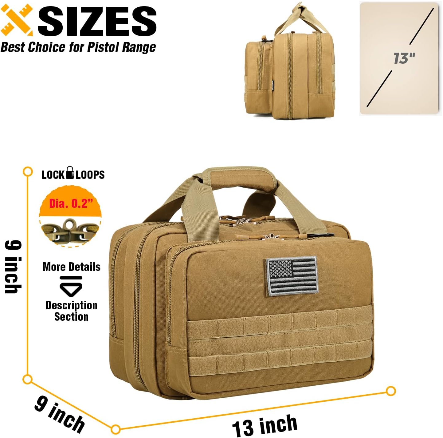DBTAC Gun Case Bag Small Plus + DBTAC Tactical Small Shoulder Bag Pack (Tan)