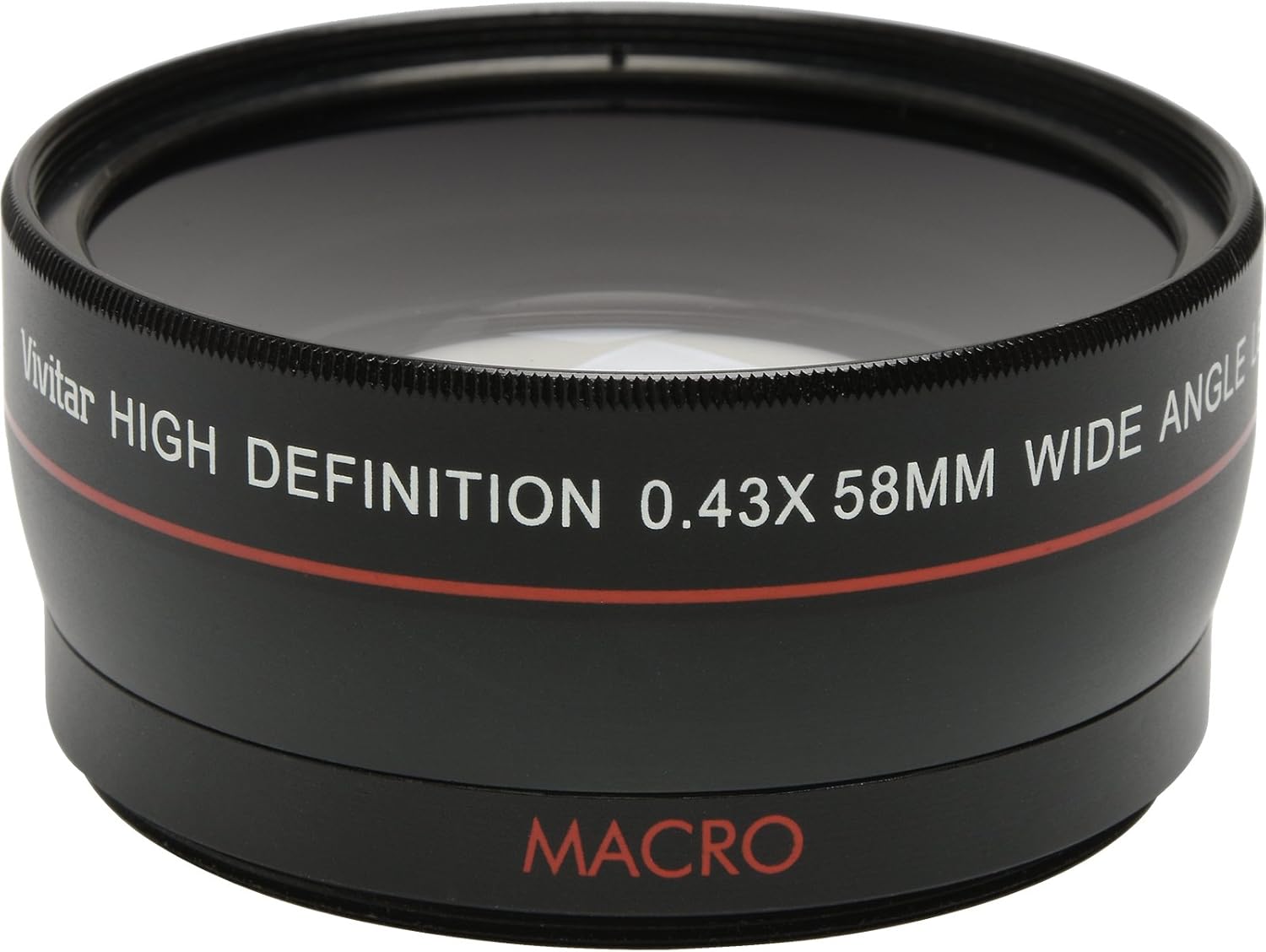 Vivitar High Definition 0.43x 58mm Wide Angle lens with Macro text.